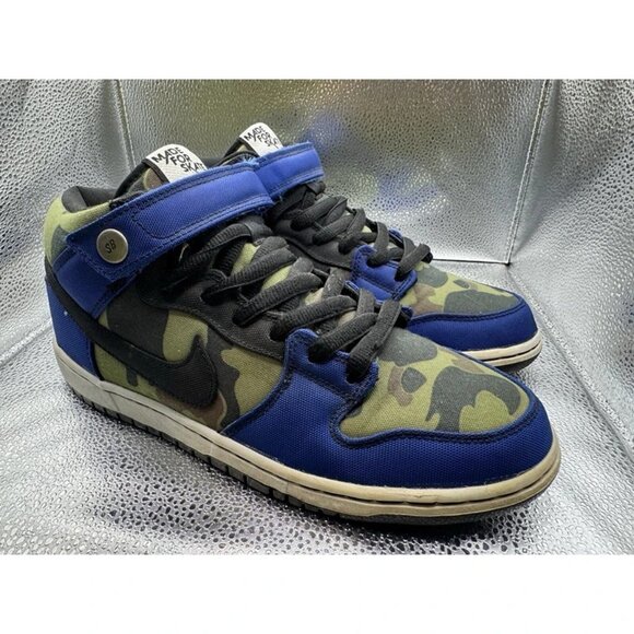 RARE 🚀 Size 10 - Nike SB Dunk Mid "Made for Skate" Blue Camo 616348-410 - Picture 1 of 10